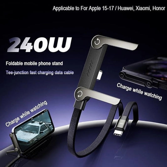 2-in-1 Fast Charging Cable with Built-In Phone Stand – 240W