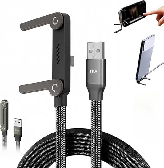 2-in-1 Fast Charging Cable with Built-In Phone Stand – 240W